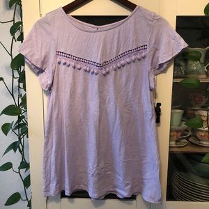 Lilly Pulitzer | Lilac Flutter Sleeve Pom Top